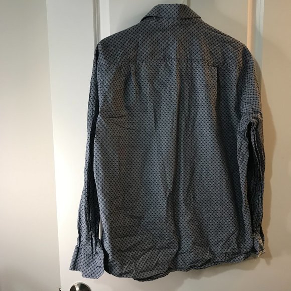 Tasso Elba Men's Dress Shirt Button Up Blue Print M (15-15.5) - Picture 3 of 5